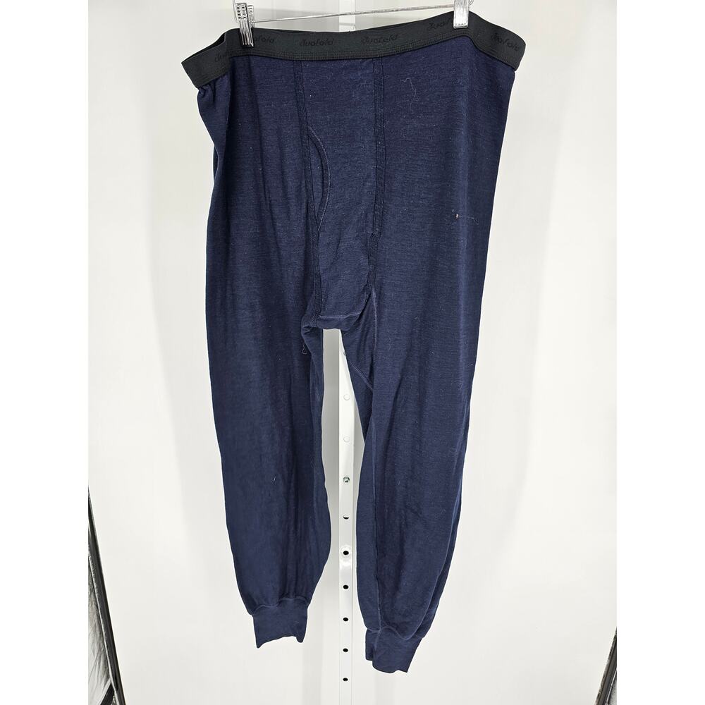 Vintage Duofold Pants Men XL Blue Under Layer Rib Knit Cuffed Long John USA